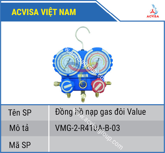 Đồng hồ nạp gas đôi VALUE - Vật Tư Acvisa - Công Ty TNHH Đầu Tư Và Phát Triển Acvisa Việt Nam
